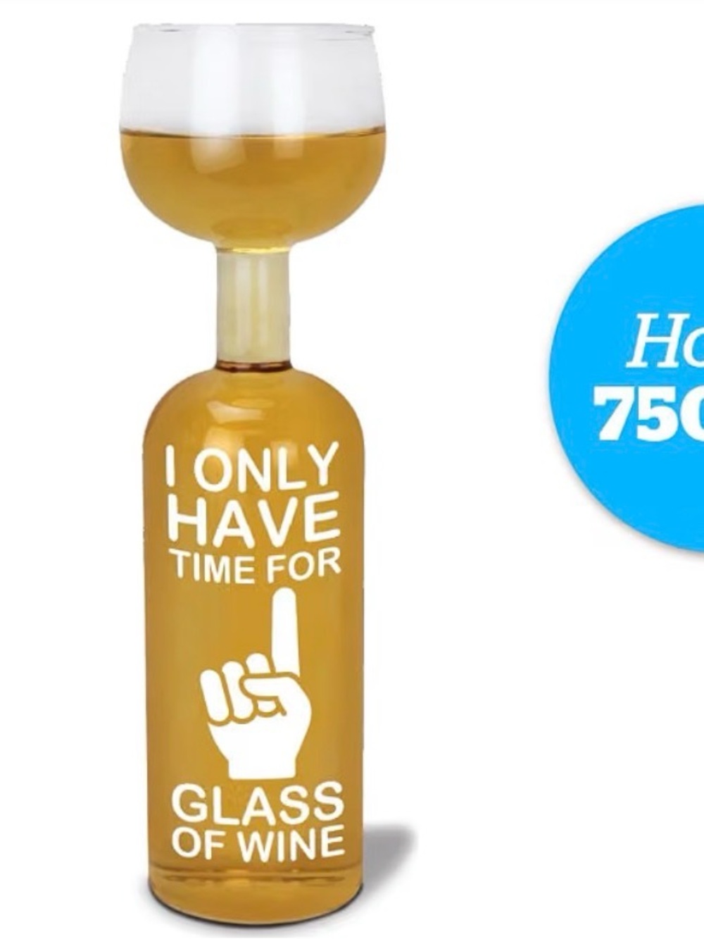 Unknown Brand Clear Novelty Wine Bottle Tumbler Glass with White Graphic - Picture 2 of 2